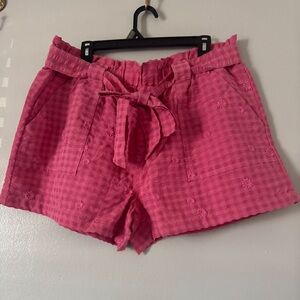 Pink Gingham Tie-Waist Women's Shorts
